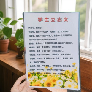学生立志文卡培养孩子正能量鼓励孩子积极向上A4正反面塑封防水卡