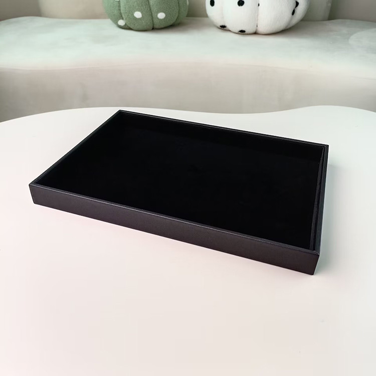超大号黑色绒布空盘首饰收纳盘抽屉耳环项链珠宝整理盒看货盘