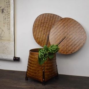 手持凉扇纳凉中式 竹编扇子手工蒲扇团扇竹扇家用夏季 复古拍照道具
