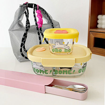 可微波炉加热玻璃饭盒上班族便当辅食盒高硼硅带饭餐盒密封保