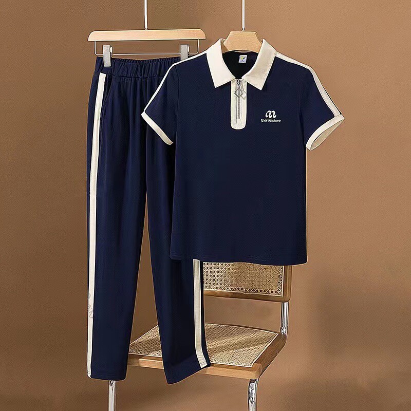 休闲运动服套装女士夏2025新款时尚洋气时髦中老年妈妈装两件套