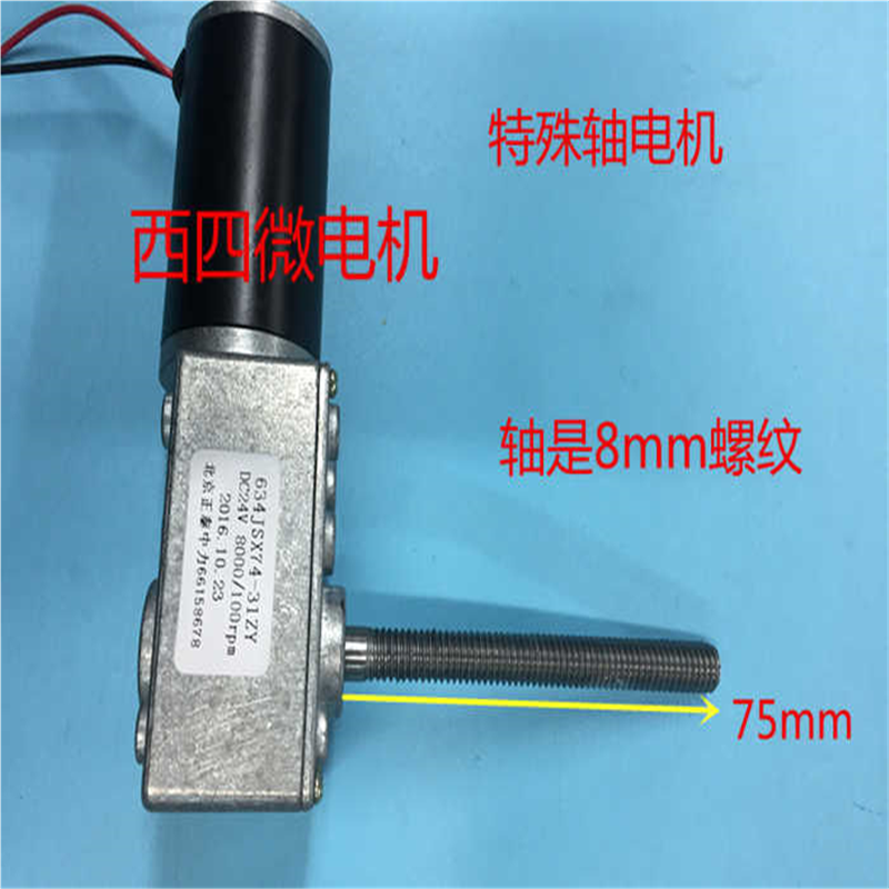 634JSX74-31ZY 蜗轮蜗杆减速电机24V 100RPM 特殊轴电机