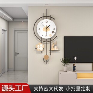 饰时钟表挂墙 奶油风钟表客厅高级感简约创意挂钟高颜值餐厅家用装