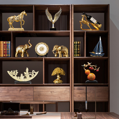 新中式老板办公室摆件轻奢高档领导高端大气书柜装饰柜子工艺
