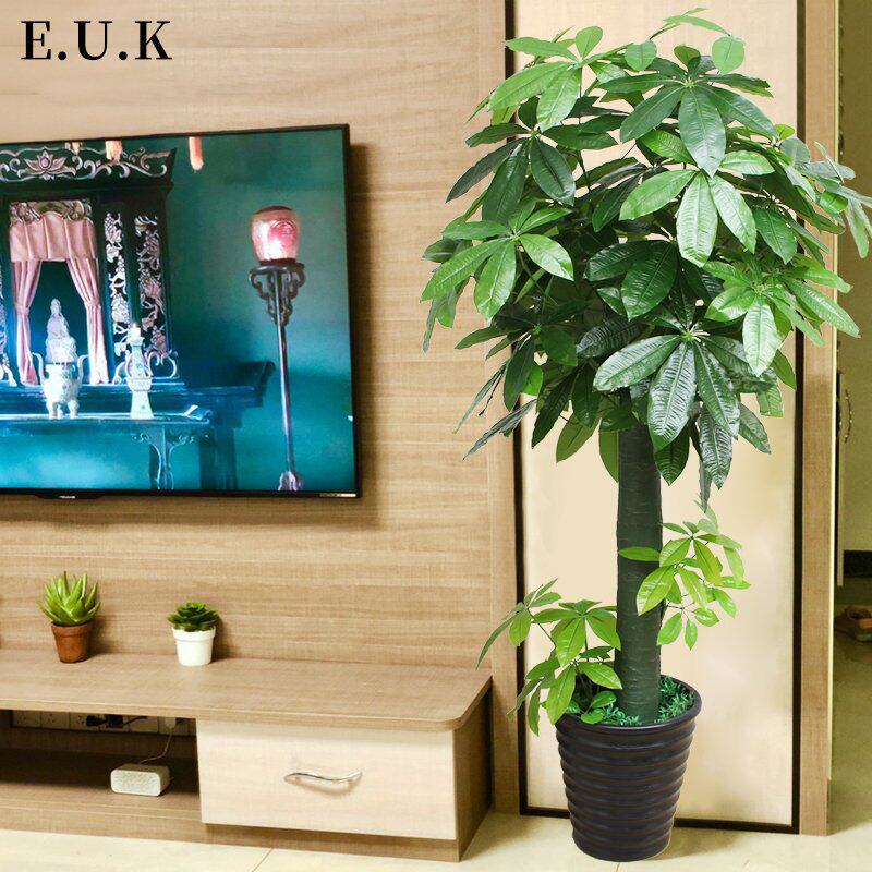 高级仿真发财树盆栽办公室塑料绿植室内装饰假花客厅摆设植物