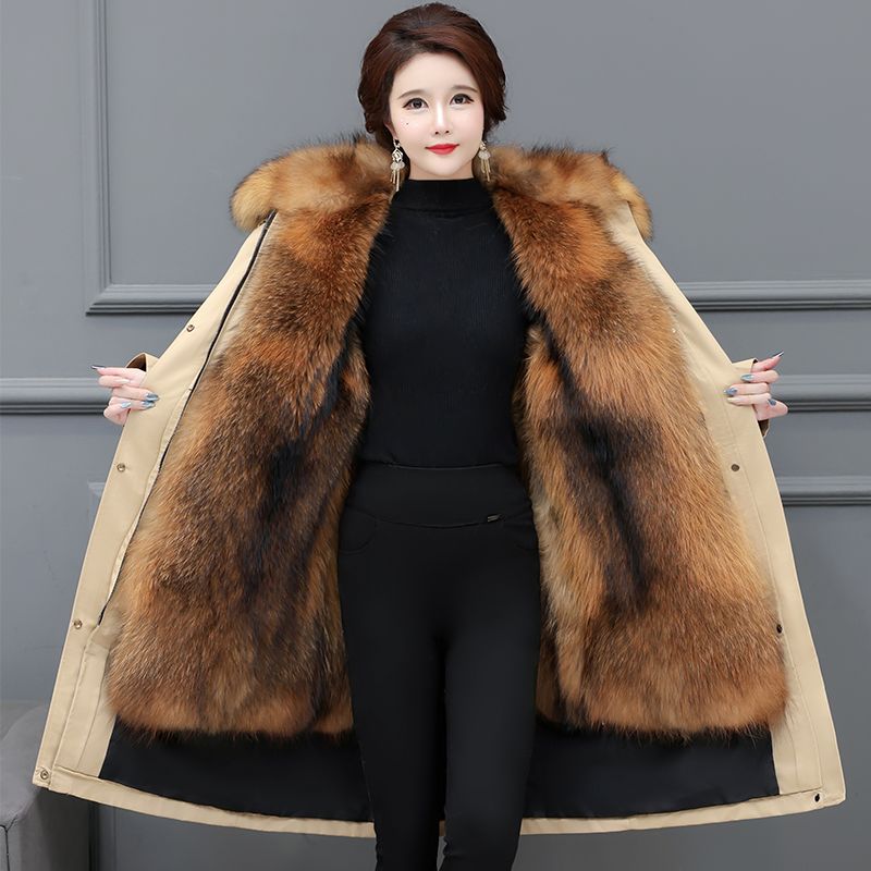 特价派克服女2024新款狐狸毛内胆可拆卸皮毛一体环保皮草棉服外套