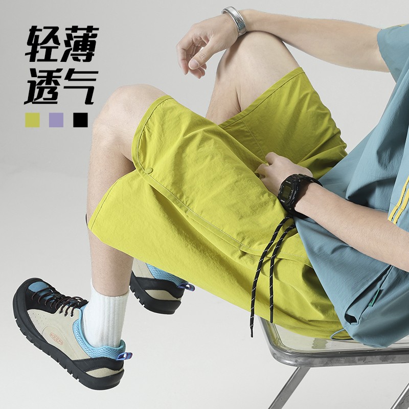 排扣运动短裤男女款夏季薄款速干沙滩裤子潮流大码宽松休闲五分裤