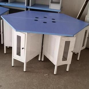 中小学生钢制六边形电脑桌微机室课桌辅导培训六组合学习课桌直销