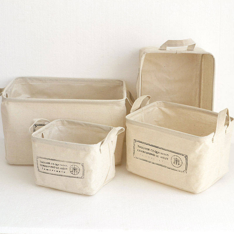 棉麻衣服收纳箱可折叠小号布艺桌面零食玩具衣物整理收纳筐盒