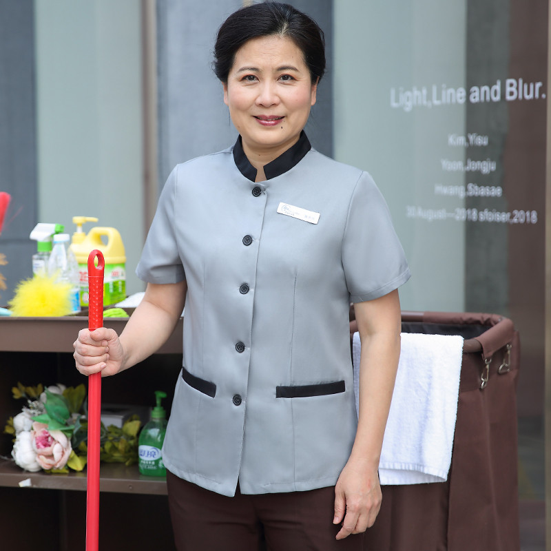 酒店物业保洁工作服短袖夏季家政客房清洁阿姨大码工衣套装定制