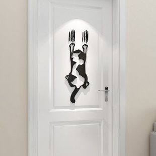 猫咪创意可爱贴纸自粘卧室衣橱柜门贴画儿童房间卡通装饰立体