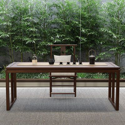 新中式茶桌椅组合实木书桌家用简约客厅写字台书房书法桌书画桌子