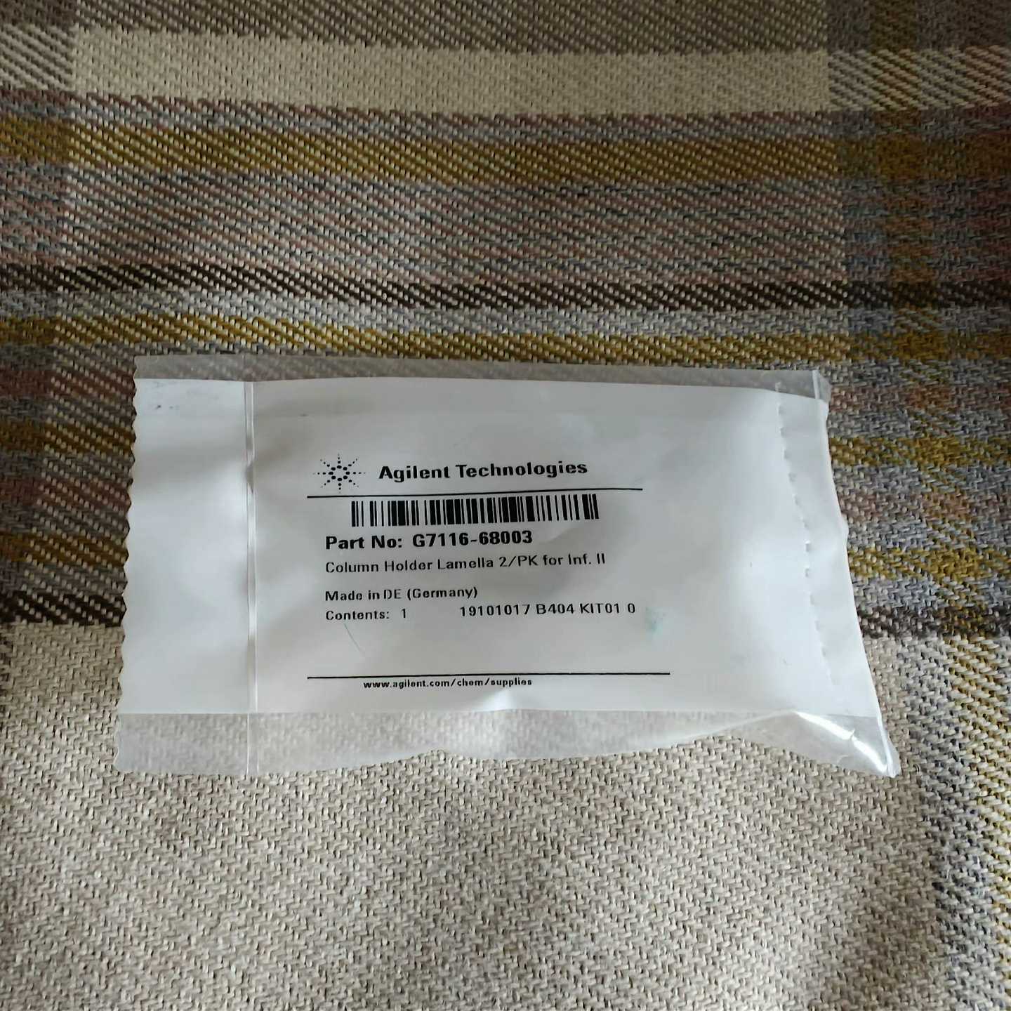 询价安捷伦G7116-68003，色谱柱支架夹（薄板型）