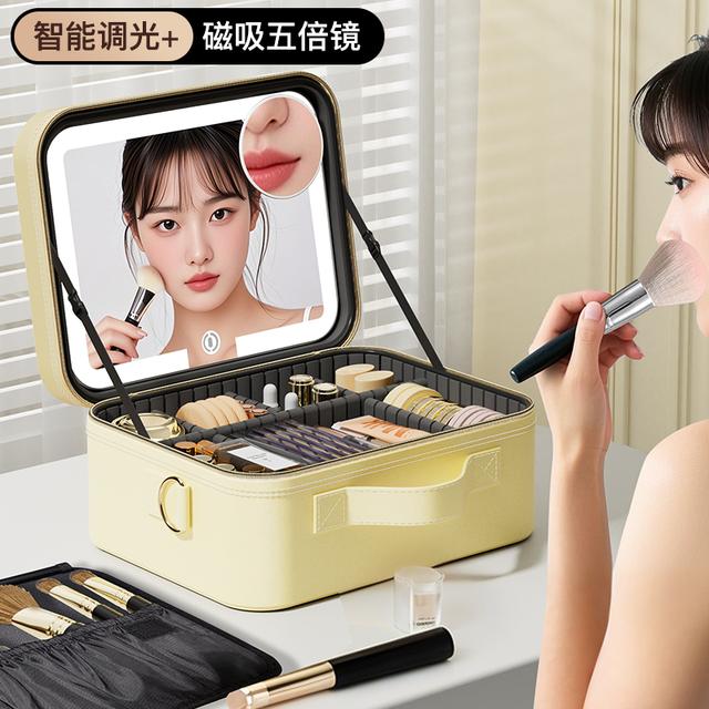 万人抢OBOX带镜子化妆包女2025新款便携式高级感大容量带灯美妆包