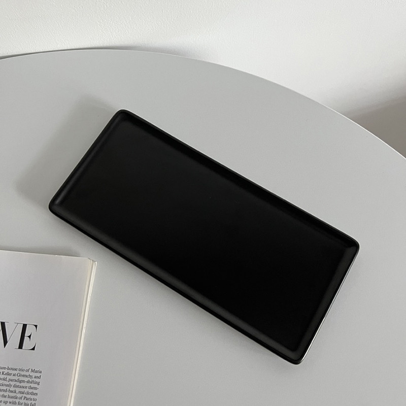 PGLP日式陶瓷托盘长方形漱口杯托盘ins风卫生间置物架水杯收纳盘