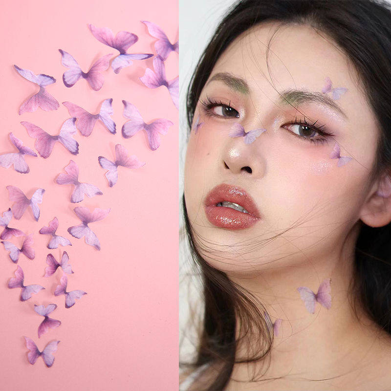 仿真蝴蝶贴脸面部眼角干花亮钻新娘装饰儿童脸部贴花舞台妆