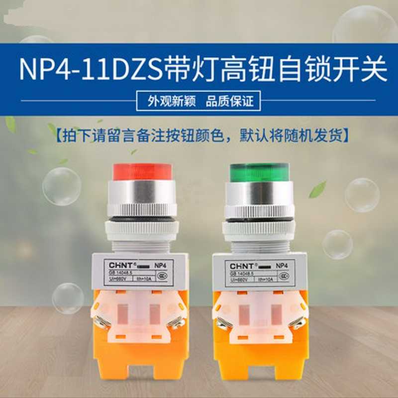 正带灯自锁按钮开关 NP4-11DZS 红绿按钮 220V/24v