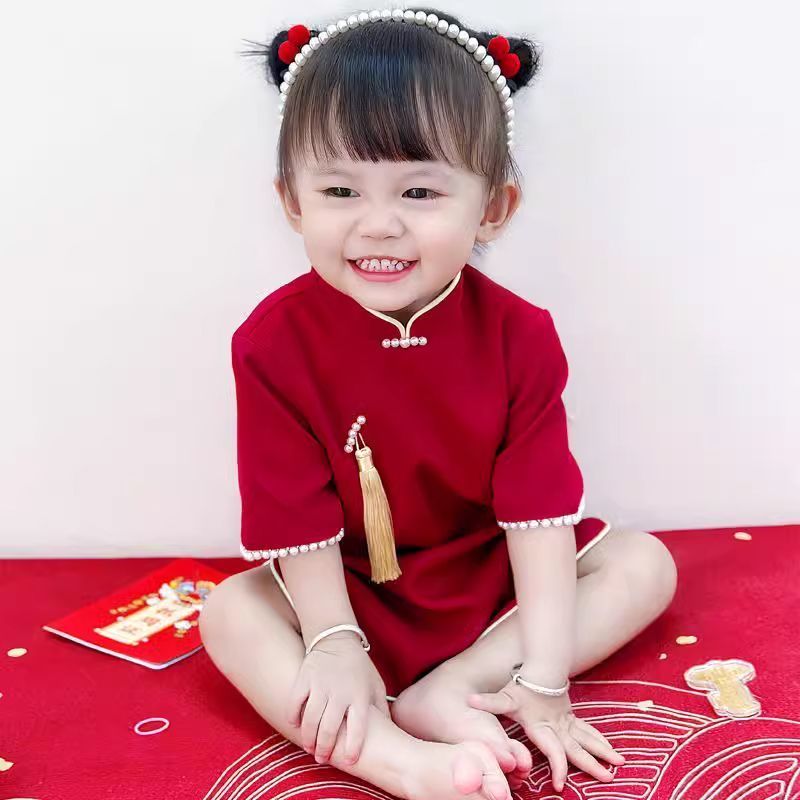 周岁礼服公主裙抓周夏季一岁旗袍中国宴会生日中式喜庆唐装小女孩