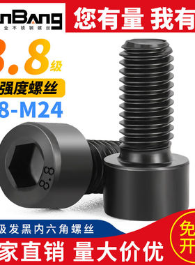 8.8级高强度内六角螺丝黑色碳钢大号杯头螺钉M20M22M24M27M30M3