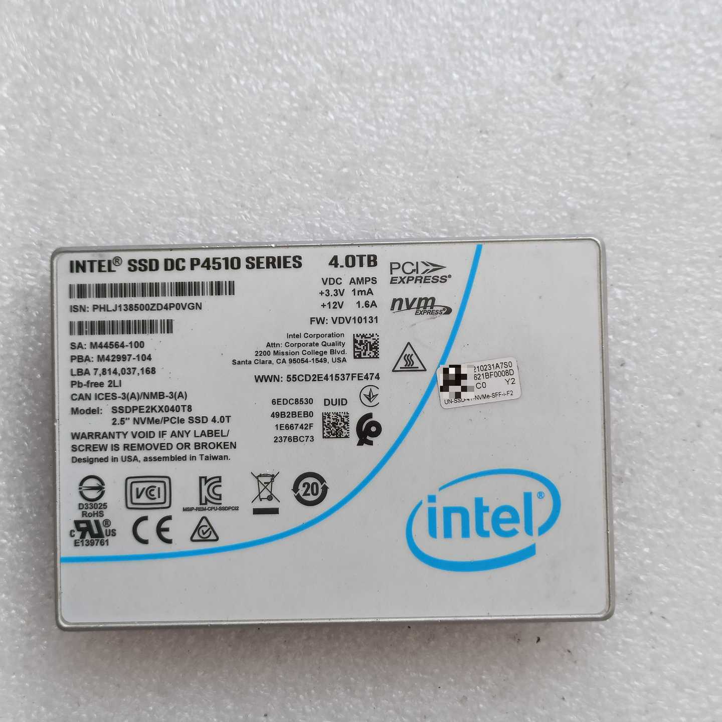 华三 Intel P4510 4TB NVME SSDPE2~议价