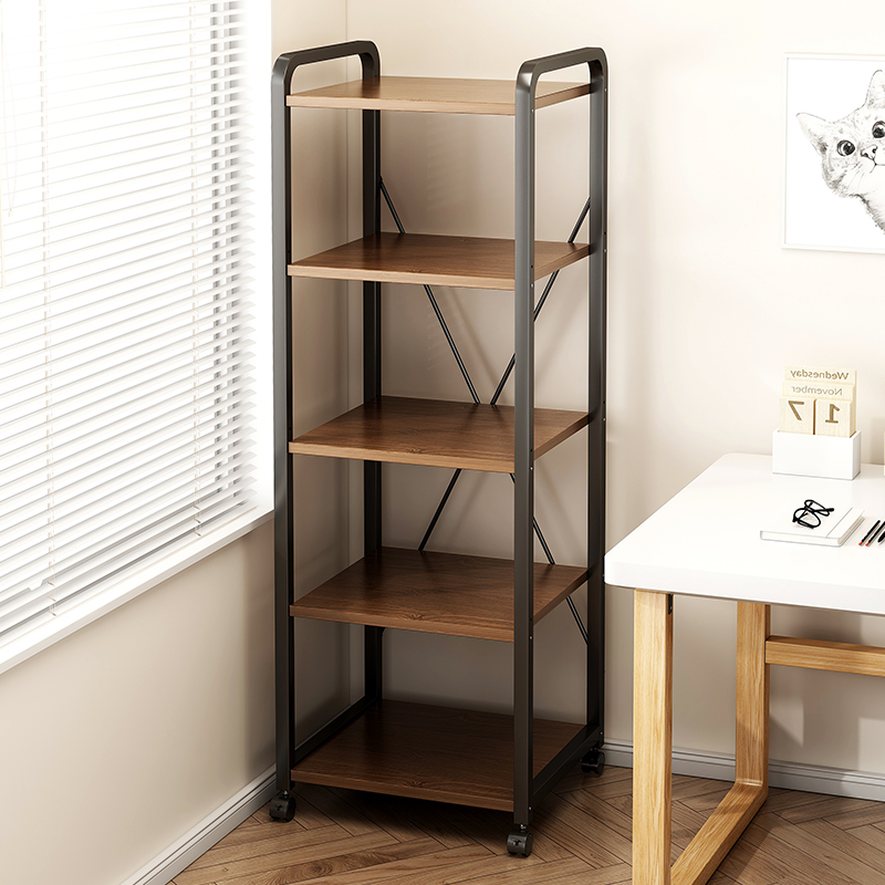 移动书架带轮落地多层置物架铁艺储物架办公室客厅收纳架简易架子