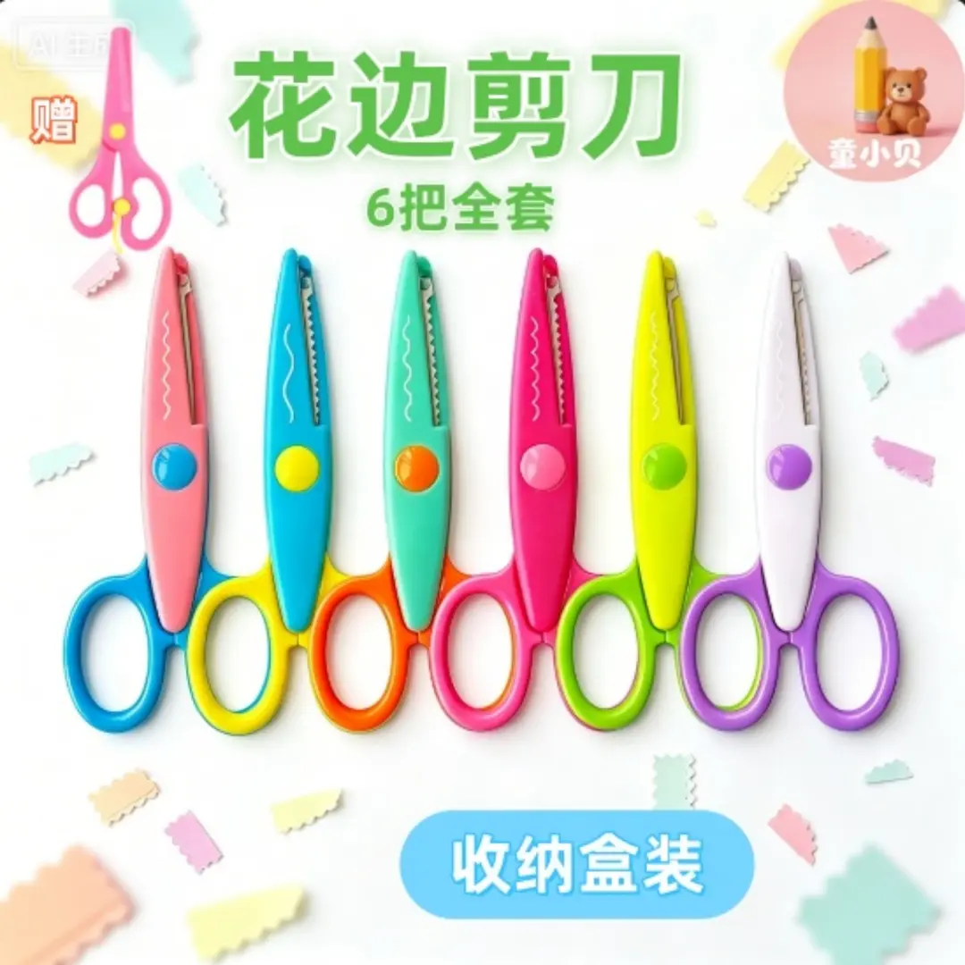 【下单立减50】儿童手工花边剪刀工具幼儿园手工制作多种花型KP