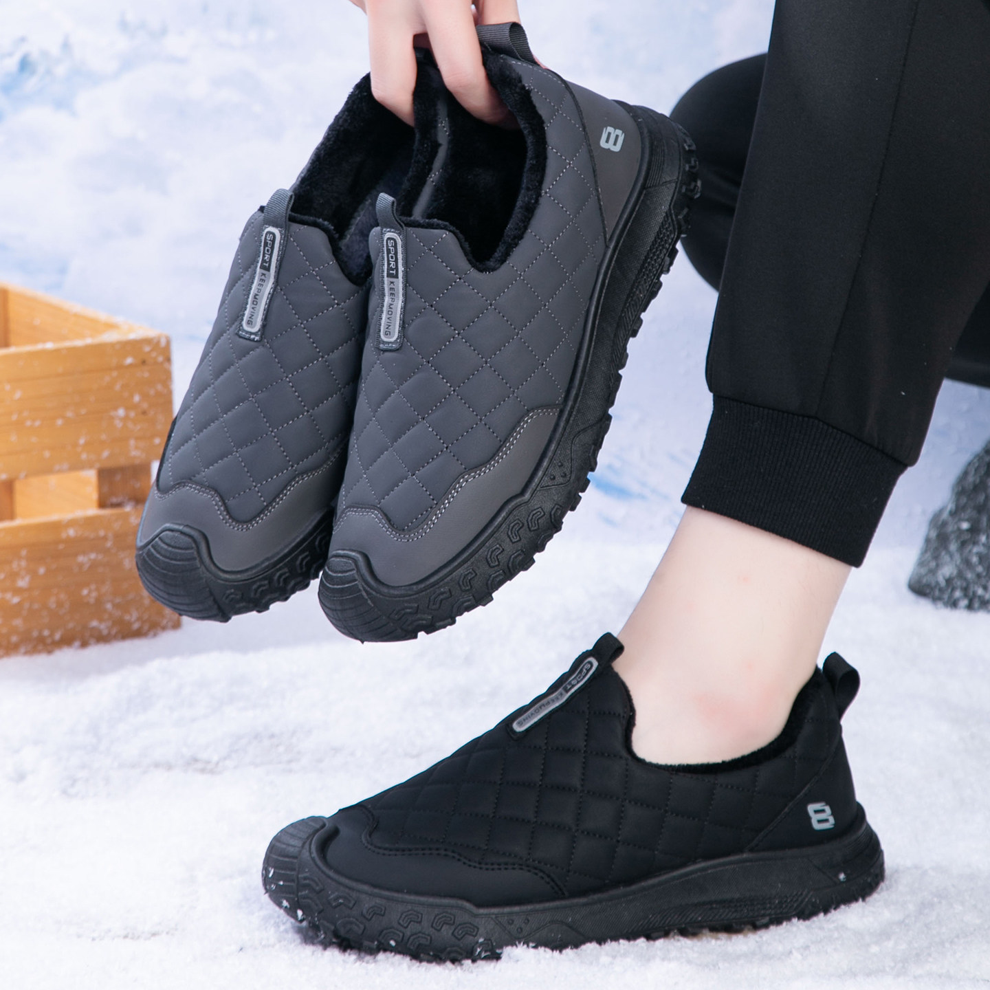 棉鞋加绒2025新款老北京布鞋男懒人鞋休闲鞋爸爸鞋懒人鞋开车鞋子,流行男鞋,健步鞋,淘宝优惠券,粉丝福利购,淘宝优惠卷