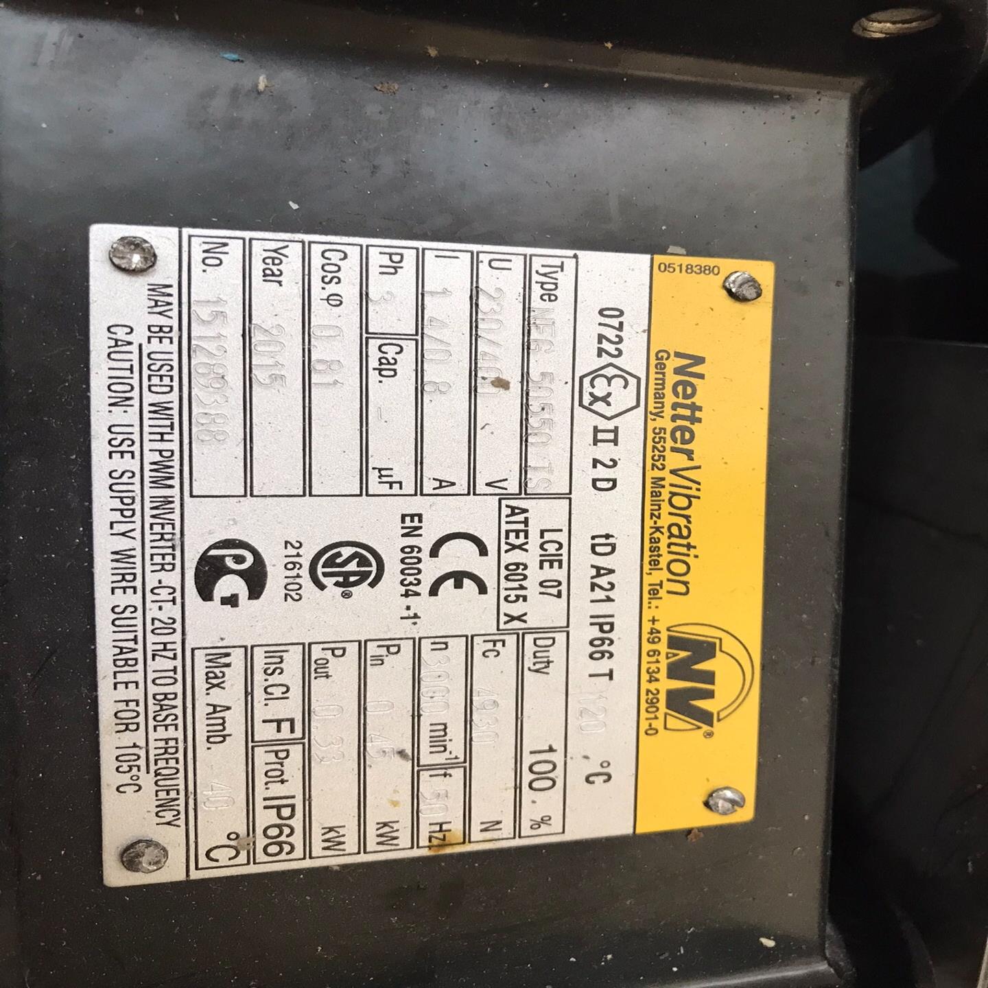 Netter振动电机 NFG50550仓库备件（基数电子）