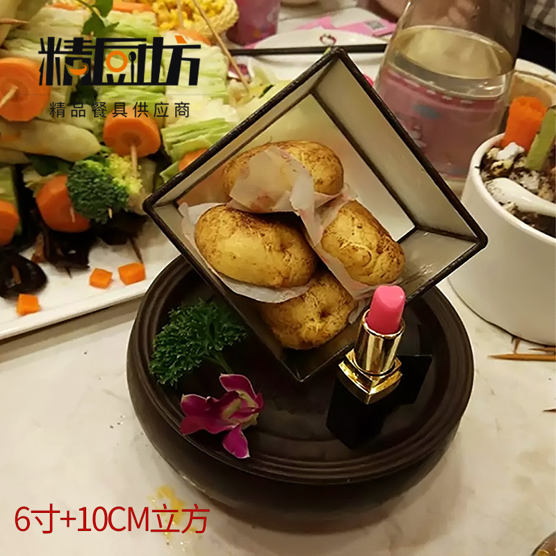 酒店创意盘子器皿个性意境菜餐盘不规则特色冒烟干冰烟雾刺身餐具