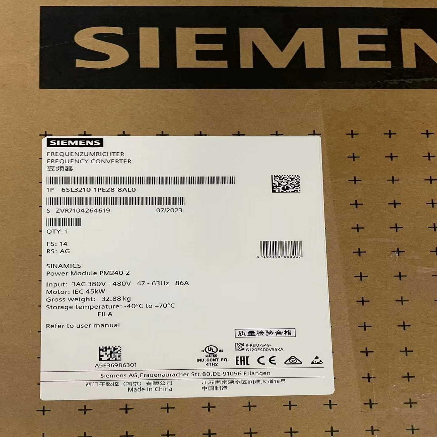6SL3210-1PE28-8AL0 保内~询价