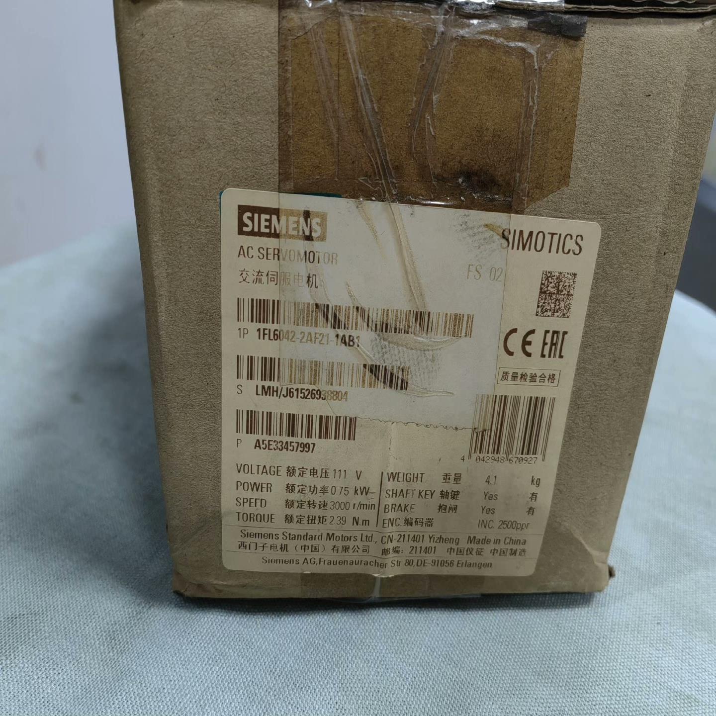 西门子伺服电机1FL6042-2AF21-1AB1全新原装（瓠子电子）