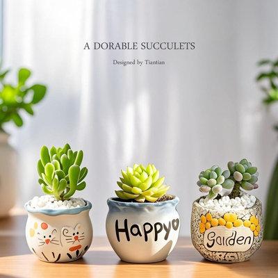 多肉植物组合室内小盆栽玉露桃蛋带陶瓷花盆土老桩高端仙人球