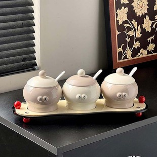 新款 饰好物 蒙德里安调味罐套装 色釉工艺家用调料罐创意盐罐厨房装