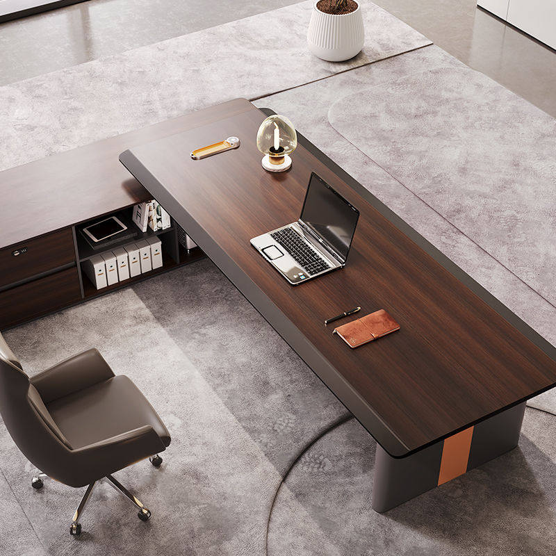 老板办公桌简约现代总裁经理主管桌椅组合轻奢大气班台领导办公桌