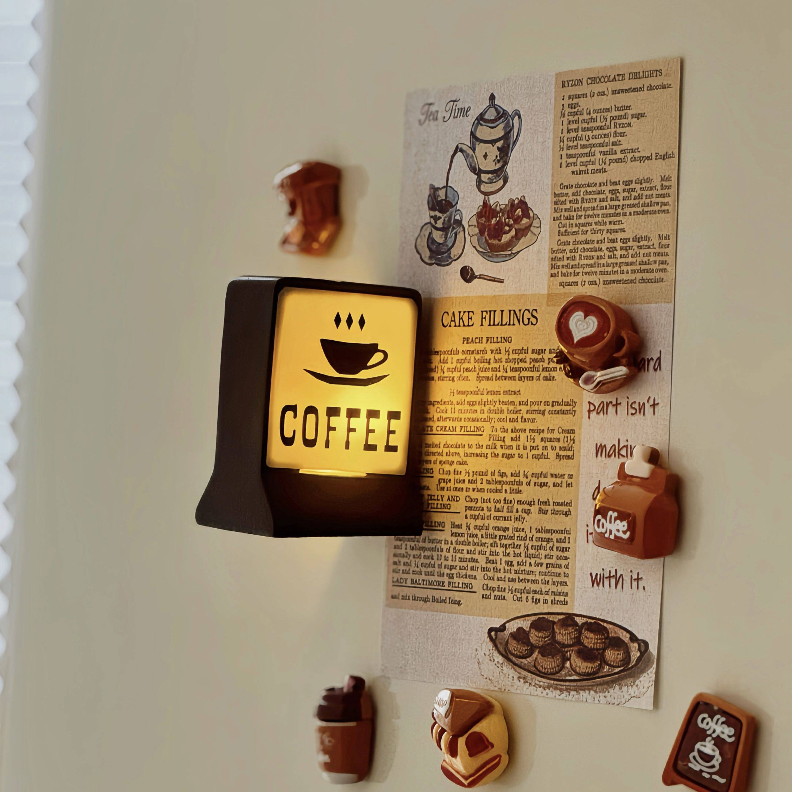 美式咖啡小店coffee磁吸咖啡灯牌装饰侧吸灯冰箱贴备忘磁贴磁铁