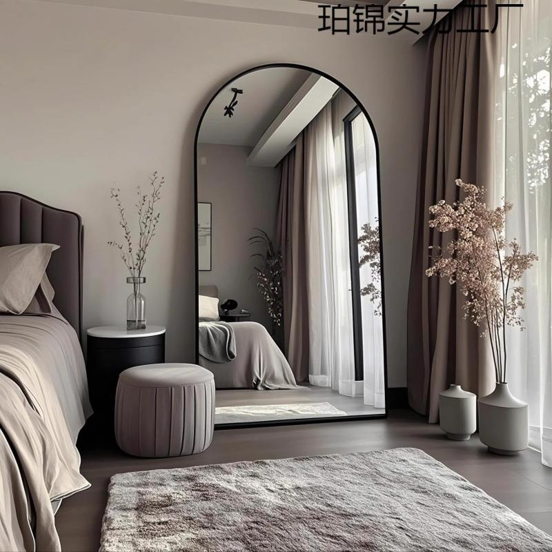 轻奢高级感全身镜家用落地立式理发店镜子壁挂式高清服装店试衣镜