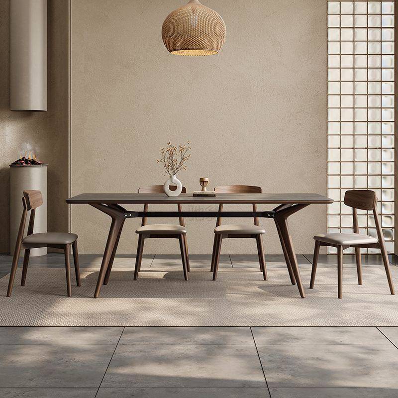 3l实木岩板餐桌椅现代简约白蜡木长方形意式家用小户型北欧风饭桌