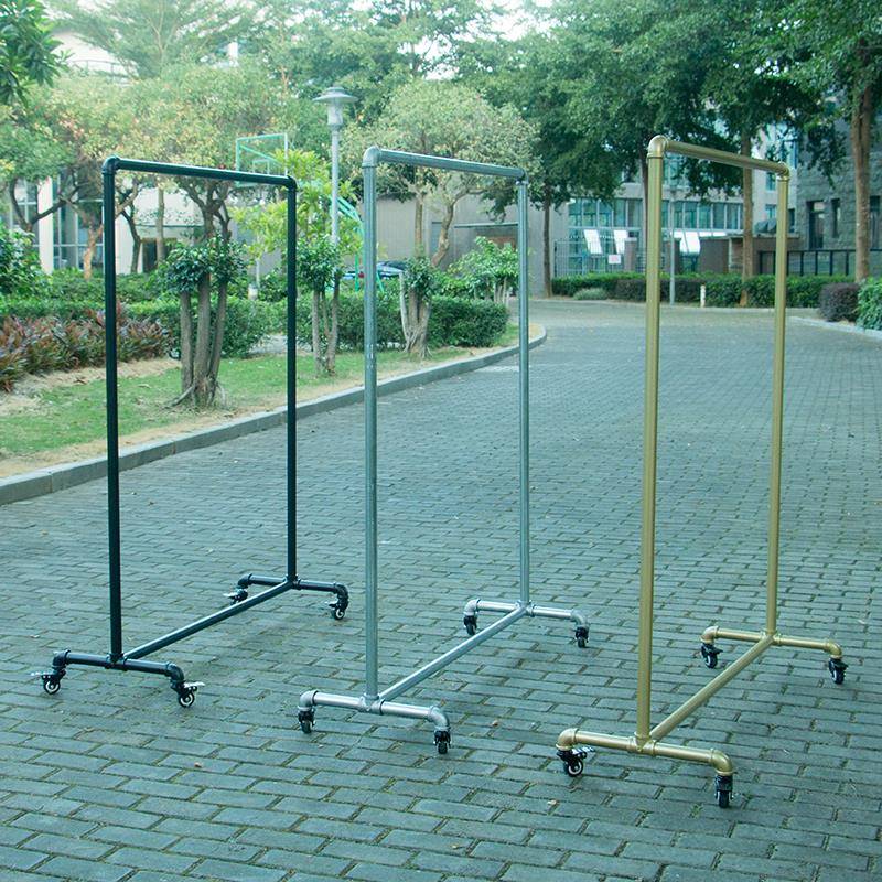 衣架家用挂衣落地卧室水管移动滑轮单杆室内户外阳台晾衣架晒基通