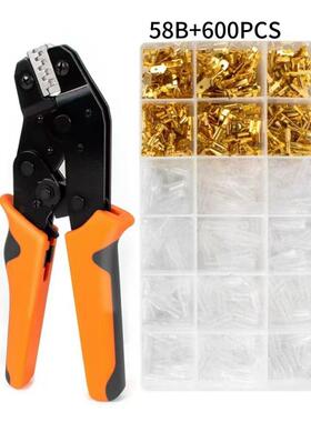 压线钳SN-58B棘轮式冷压端子夹线钳压接钳插簧600PC端子钳套装
