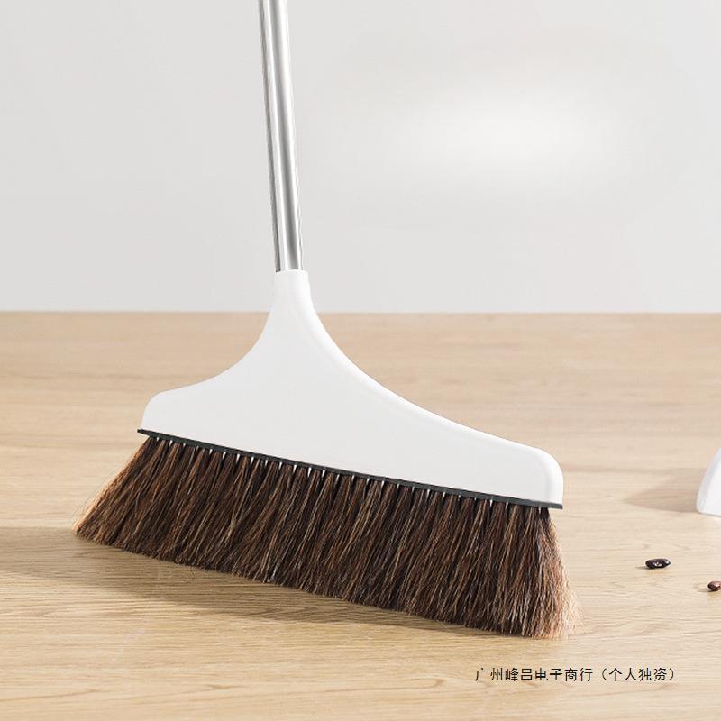 纯猪鬃毛扫把套装家用不易粘发防静电马毛扫帚簸箕组合单个垃圾铲
