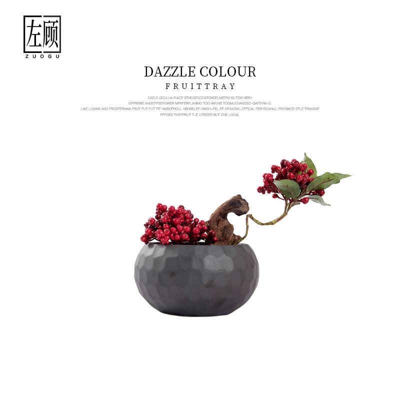 仿真花艺发财果软装饰摆件新中式样板房餐桌客厅玄关喜庆盆景摆设