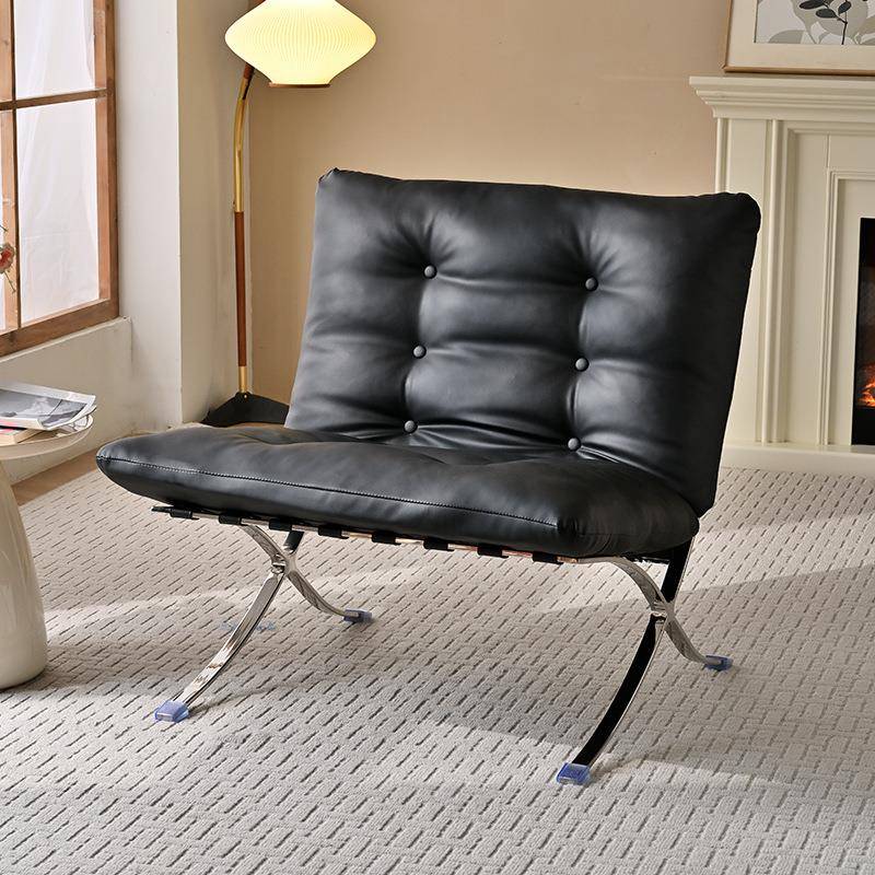 巴塞罗那休闲椅北欧中古设计师极简单人真皮客厅阳台休闲沙发躺椅