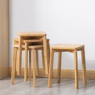 实木家用楠竹小凳子矮茶桌方板凳成人简约高凳客厅餐桌高低凳