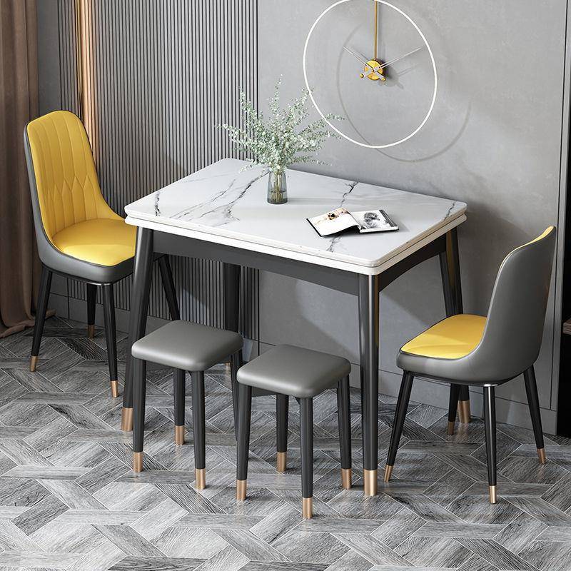 岩板折叠餐桌家用小户型现代简约轻奢可伸缩实木长方形餐厅吃饭桌