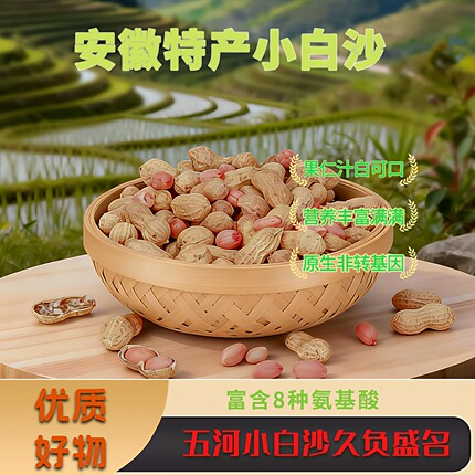 安徽特产五河小白沙带壳生花生 国家名特优 晒干精品新货汁美丝甜