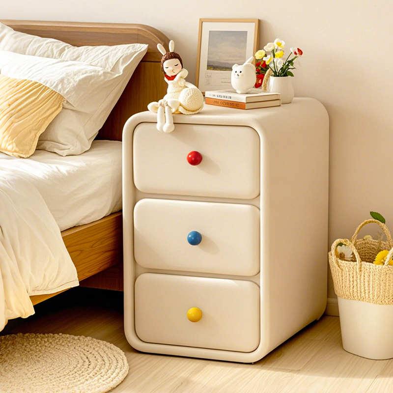 床头柜家用卧室多巴胺收纳柜创意可爱奶油风置物窄简易迷你储物柜