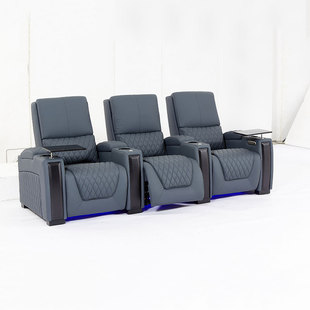 高端别墅客厅欧式家庭影院沙发真皮大户型直排电动功能沙发影音室