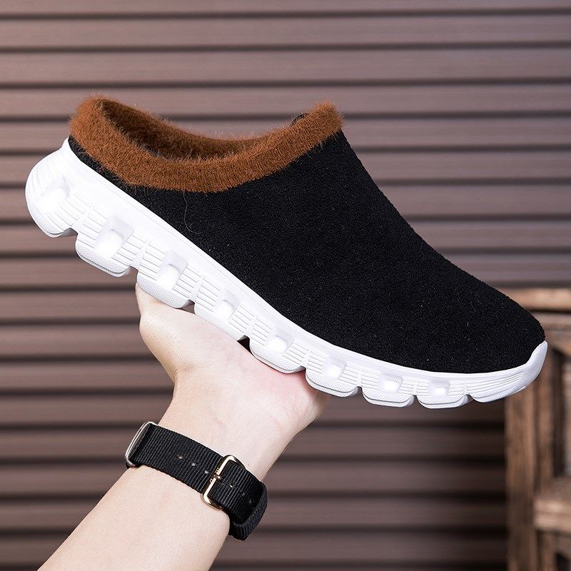 外贸包头拖鞋男冬季新款加绒保暖居家棉鞋女外穿休闲大码懒人鞋子,流行男鞋,包头拖,淘宝优惠券,粉丝福利购,淘宝优惠卷