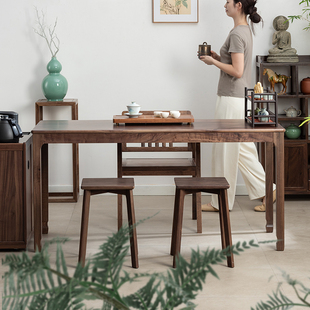 北美黑胡桃木新中式家用茶桌椅组合客厅小茶台茶室喝茶桌阳台茶桌