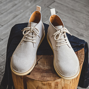 马丁靴男款秋季休闲高筒皮鞋磨砂短靴翻毛软皮靴子英伦真皮沙漠靴